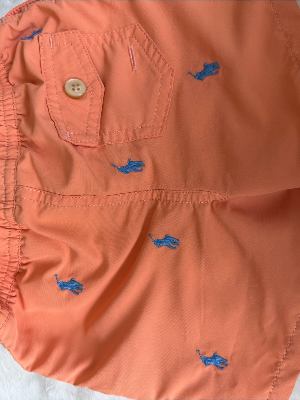 Ralph Lauren Orange Swim Shorts with Blue Polo Embroidery - Picture 2 of 2